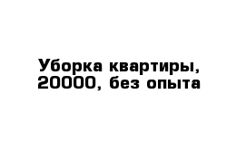 Уборка квартиры, 20000, без опыта